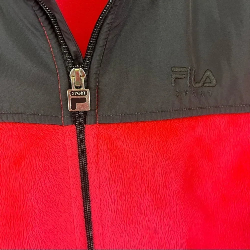 Fila Sport Girls Fleece Zip Up Track Jacket Hot Pink & Gray Medium (10-12)